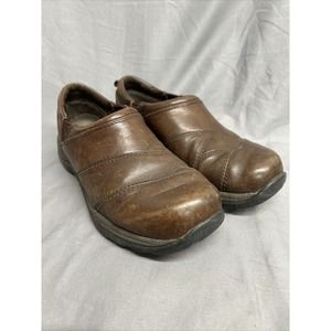 LL Bean Shoes Brown Leather Womens Size 8 M Slip On Comfort Casual 268707 Clogs